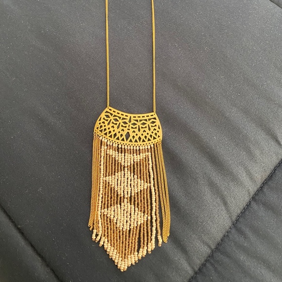 Stella & Dot Avalon gold fringe statement necklace RETIRED - Picture 1 of 1